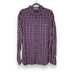 Tommy Bahama Copatana Plaid Button Front Maroon Blue Wt Contrast Fabric Men XL